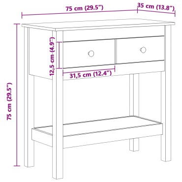 vidaXL Τραπέζι κονσόλας Κερωτό καφέ 75x35x75cm Στερεό ξύλο πεύκου 1 τεμ.
