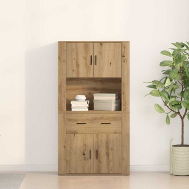vidaXL Υψηλός Μπουφές artisan δρυς 80x33x150cm Επεξεργασμένο Ξύλο 1 τεμ.