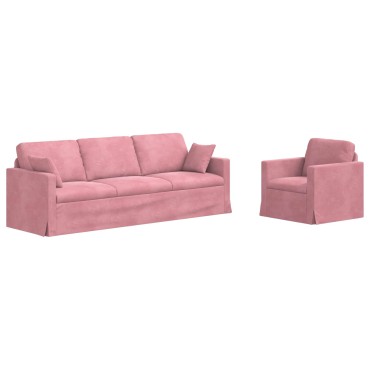 vidaXL Σετ Καναπέ 2 τεμ. Ροζ Βελούδο 228x78x80cm  Διθέσιος