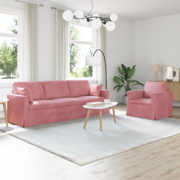 vidaXL Σετ Καναπέ 2 τεμ. Ροζ Βελούδο 228x78x80cm  Διθέσιος