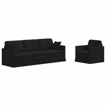 vidaXL Σετ Καναπέ 2 τεμ. Μαύρο Βελούδο 228x78x80cm  Διθέσιος