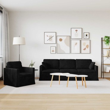 vidaXL Σετ Καναπέ 2 τεμ. Μαύρο Βελούδο 228x78x80cm  Διθέσιος