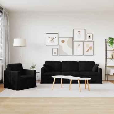 vidaXL Σετ Καναπέ 2 τεμ. Μαύρο Βελούδο 228x78x80cm  Διθέσιος