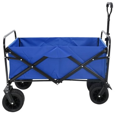 vidaXL Αναδιπλούμενο Καρότσι Μπλε 89 x 63 x 96 εκ