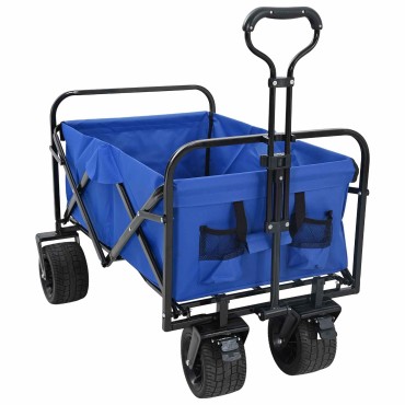 vidaXL Αναδιπλούμενο Καρότσι Μπλε 89 x 63 x 96 εκ