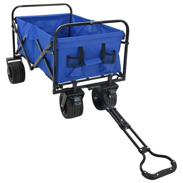 vidaXL Αναδιπλούμενο Καρότσι Μπλε 89 x 63 x 96 εκ