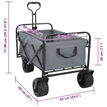 vidaXL Αναδιπλούμενο Καρότσι Γκρι 89 x 63 x 96 εκ
