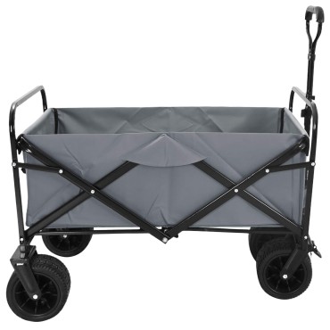 vidaXL Αναδιπλούμενο Καρότσι Γκρι 89 x 63 x 96 εκ