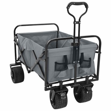 vidaXL Αναδιπλούμενο Καρότσι Γκρι 89 x 63 x 96 εκ