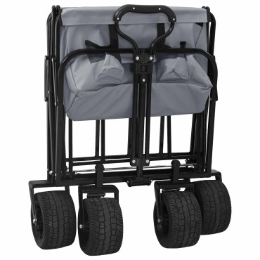 vidaXL Αναδιπλούμενο Καρότσι Γκρι 89 x 63 x 96 εκ