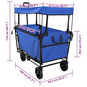 vidaXL Καρότσι Αγορών Με Φρένα Μαύρο 105 x 56,5 x 116 εκ.