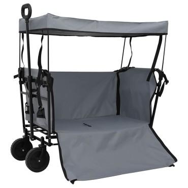 vidaXL Αναδιπλούμενο Τρόλεϊ Χειρός Γκρι 105 x 56,5 x 116 εκ.