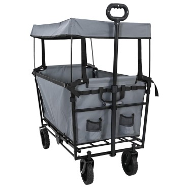 vidaXL Αναδιπλούμενο Τρόλεϊ Χειρός Γκρι 105 x 56,5 x 116 εκ.
