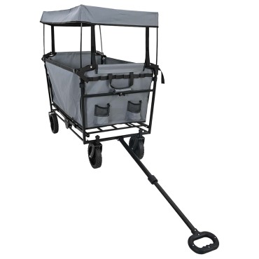 vidaXL Αναδιπλούμενο Τρόλεϊ Χειρός Γκρι 105 x 56,5 x 116 εκ.