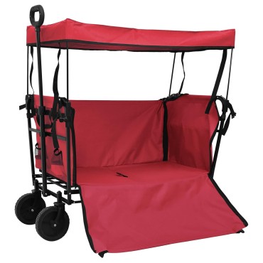 vidaXL Καρότσι Αγορών Με Φρένα Κόκκινο 105 x 56,5 x 116 εκ.