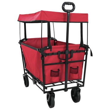 vidaXL Καρότσι Αγορών Με Φρένα Κόκκινο 105 x 56,5 x 116 εκ.
