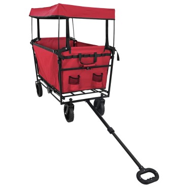 vidaXL Καρότσι Αγορών Με Φρένα Κόκκινο 105 x 56,5 x 116 εκ.