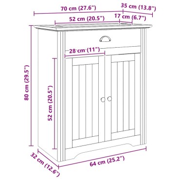 vidaXL Ντουλάπι Μπάνιου BODO Μέλι Καφέ 70x35x80cm