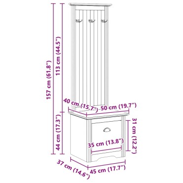 vidaXL Ντουλάπα διαδρόμου BODO Μέλι Καφέ 50x40x156,7cm 1 τεμ.