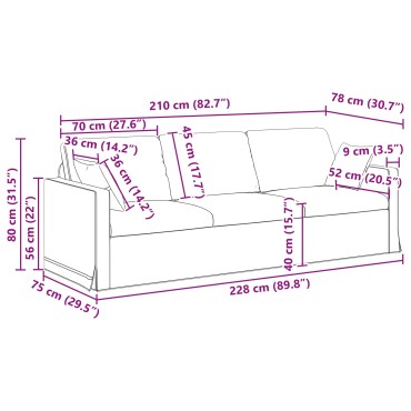 vidaXL Καναπές Ροζ 228x78x80cm Βελούδο