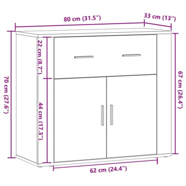 vidaXL Ντουλάπι Artisian Δρυς 80x33x70cm από Επεξεργασμένο Ξύλο 1 τεμ.