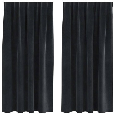 vidaXL Κουρτίνες 2 τμχ. Μαύρο 140x175cm Βελούδο