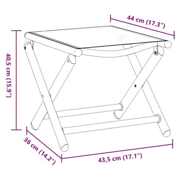 vidaXL Πτυσσόμενο Υποπόδιο Μαύρο και Ασημί από Textilene και Αλουμίνιο 43,5x44x40,5cm