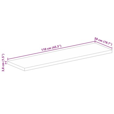 vidaXL Επιτραπέζια επιφάνεια 110x50x3,8cm Ορθογώνια από μασίφ ξύλο