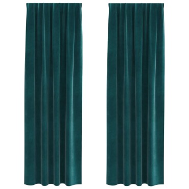 vidaXL Κουρτίνες 2 τμχ. Σκούρο Πράσινο 140x260cm Βελούδο