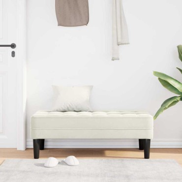 vidaXL παγκάκι με μαξιλάρι Κρεμ 113x57x39cm Βελούδο