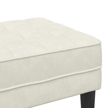 vidaXL παγκάκι με μαξιλάρι Κρεμ 113x57x39cm Βελούδο