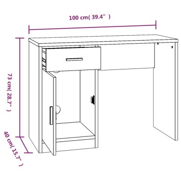 vidaXL Γραφείο με Συρτάρι & Ντουλάπι Γκρι Σκυρ. 100x40x73cm Επ. Ξύλο 1 τεμ.