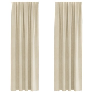 vidaXL Κουρτίνες συσκότισης 2 τμχ. Κρεμ 140x245cm Βελούδο