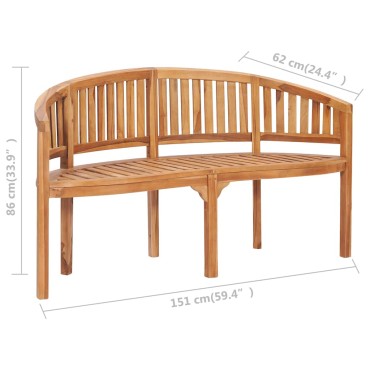 vidaXL Παγκάκι με Καμπυλωτή Πλάτη από Μασίφ Ξύλο Teak 151x60x86cm 1 τεμ.