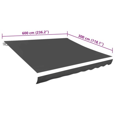 vidaXL Ανταλλακτικό Ύφασμα Τέντας Γκρι 600x300 εκ. Πολυεστέρας