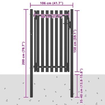 vidaXL Πύλη Κήπου Ανθρακί 100x150 εκ. από Ατσάλι