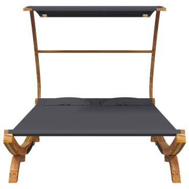 vidaXL Ξαπλώστρα ΕξΧώρου Ανθρ 165x203x138cm Μασίφ Λυγισμένο Ξύλο Τέντα