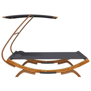 vidaXL Ξαπλώστρα ΕξΧώρου Ανθρ 165x203x138cm Μασίφ Λυγισμένο Ξύλο Τέντα