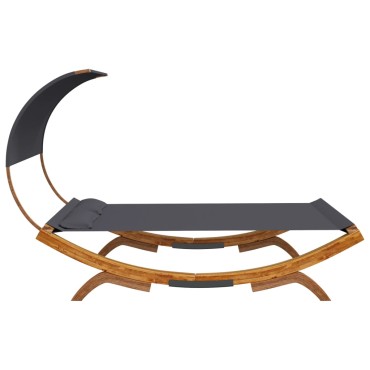 vidaXL Ξαπλώστρα ΕξΧώρου Ανθρ 165x203x126cm Μασίφ Λυγισμένο Ξύλο Τέντα