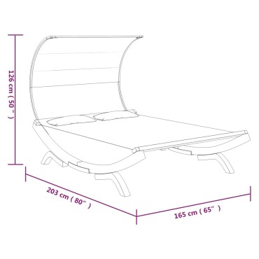 vidaXL Ξαπλώστρα ΕξΧώρου Ανθρ 165x203x126cm Μασίφ Λυγισμένο Ξύλο Τέντα