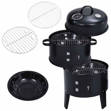 vidaXL Ψησταριά Κάρβουνου/Καπνιστήριο 3 σε 1 40 x 80 εκ.