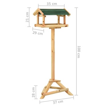 vidaXL Ταΐστρα Πουλιών με Σταντ 37x28x100 εκ. από Μασίφ Ξύλο Ελάτης