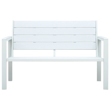 vidaXL Παγκάκι Κήπου Λευκό με Όψη Ξύλου από HDPE 120x64x78cm 1 τεμ.