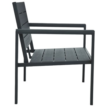 vidaXL Παγκάκι Κήπου Γκρι με Όψη Ξύλου από HDPE 120x64x78cm 1 τεμ.