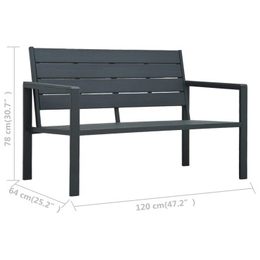 vidaXL Παγκάκι Κήπου Γκρι με Όψη Ξύλου από HDPE 120x64x78cm 1 τεμ.