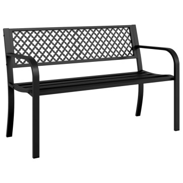 vidaXL Παγκάκι Κήπου Μαύρο Ατσάλινο 119x52x76cm 1 τεμ.