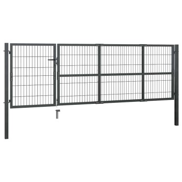 vidaXL Πόρτα Κήπου με Στύλους Ατσάλινη 350x100 εκ. Ανθρακί