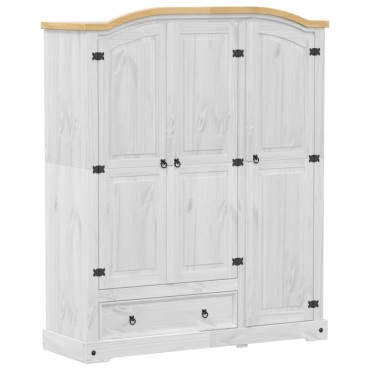 vidaXL Ντουλάπα Corona Λευκό 151,5x52x186cm από Μασίφ Ξύλο Πεύκου 1 τεμ.