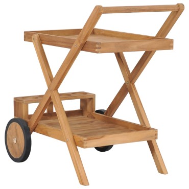vidaXL Τρόλεϊ - Δίσκος Σερβιρίσματος από Μασίφ Ξύλο Teak 54x82x83cm 1 τεμ.