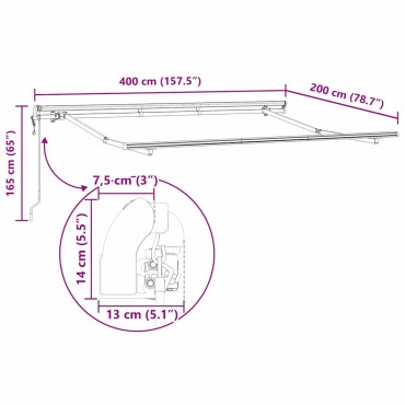 vidaXL Αναδιπλούμενη τέντα Κίτρινο 400 x 200 cm ύφασμα